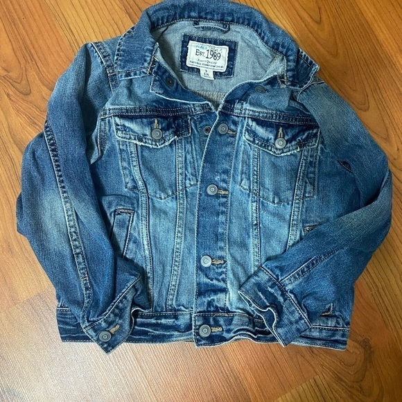 HANNA ANDERSSON and PLACE bundle of jackets fuzzy blue jean denim school size 5 - Picture 6 of 9